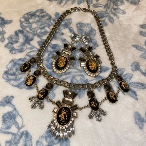 Gold Flake Statement Necklace & Earrings